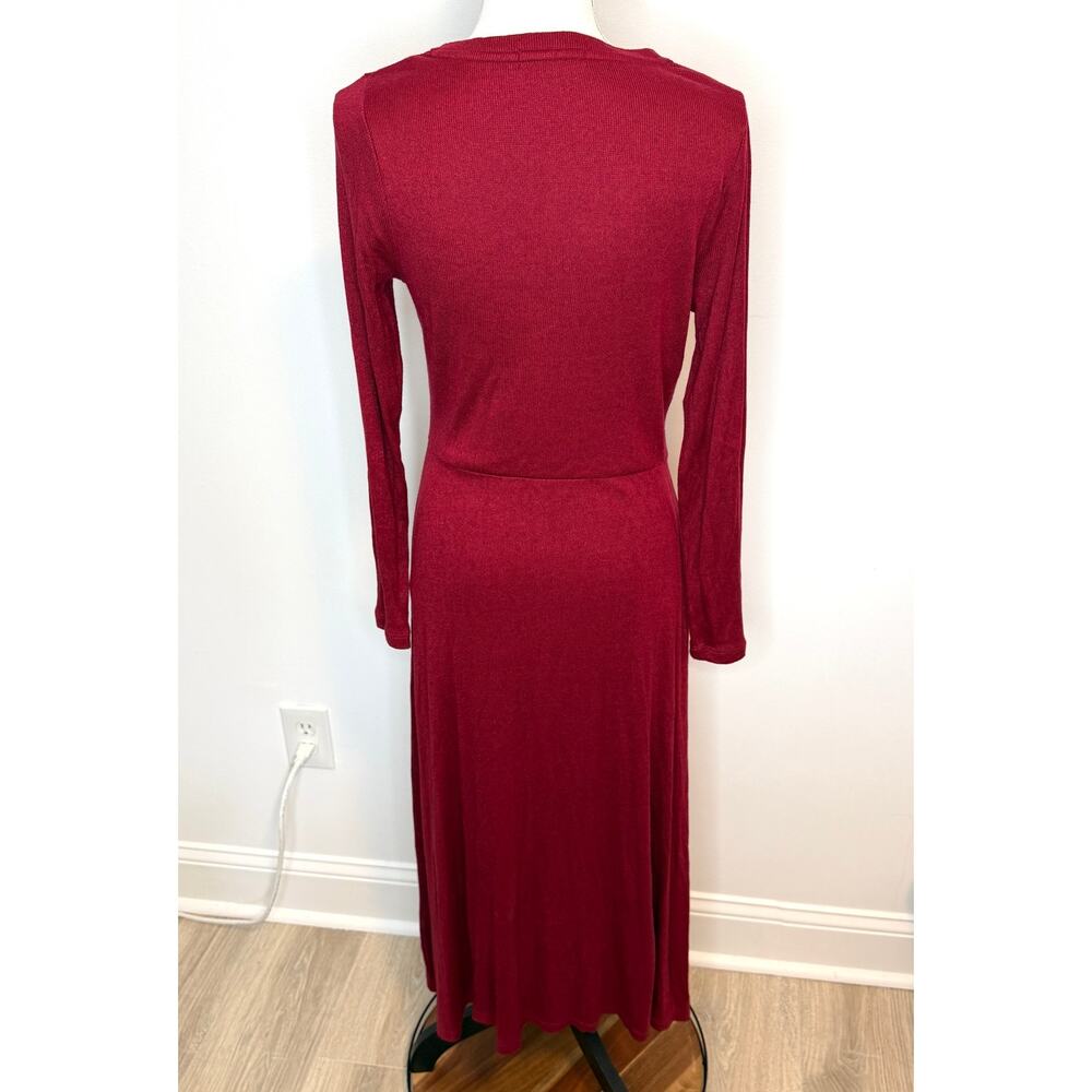 Banana Republic Ribbed Knit Midi Dress In Mulled Cranberry Red Size Medium - Picture 10 of 14